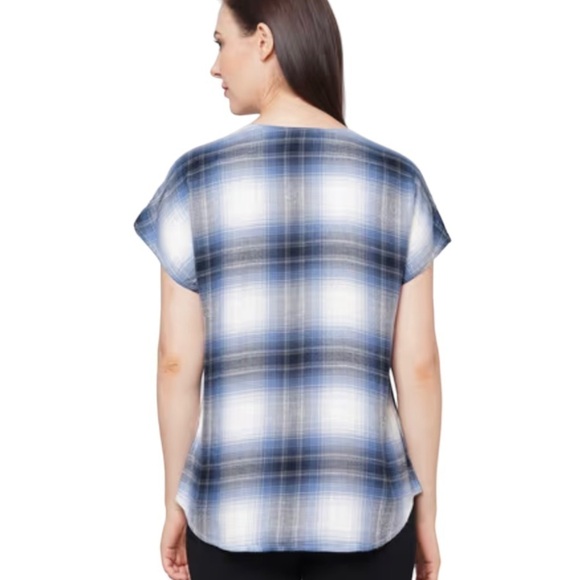 Maurice’s Blue Comfy Check Dolman Sleeve Plaid Button Front Top Women’s XXL - Picture 4 of 13
